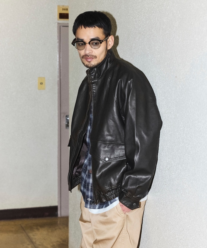 FREAK'S STORE/ウォッシュ加工 レザレッド スタンドカラー ジップ