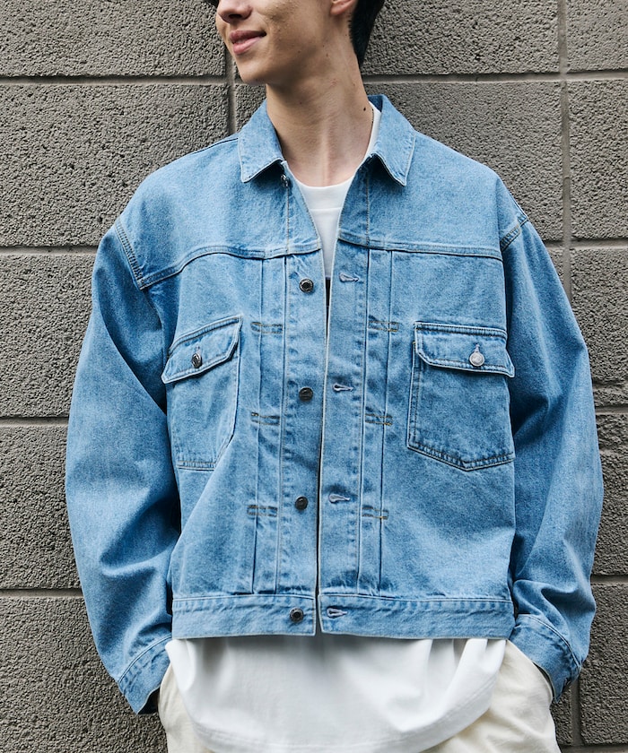 ショート丈 リラックス デニムトラッカージャケット