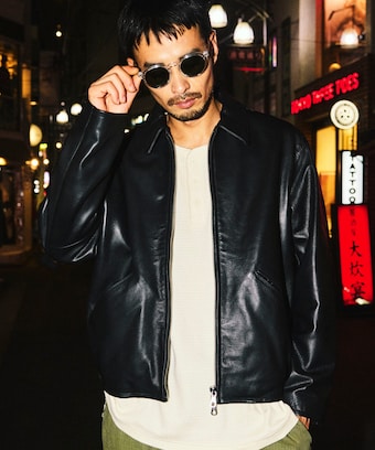 slow wear ライダースジャケット ヴィンテージ加工 ブラック ブラック 