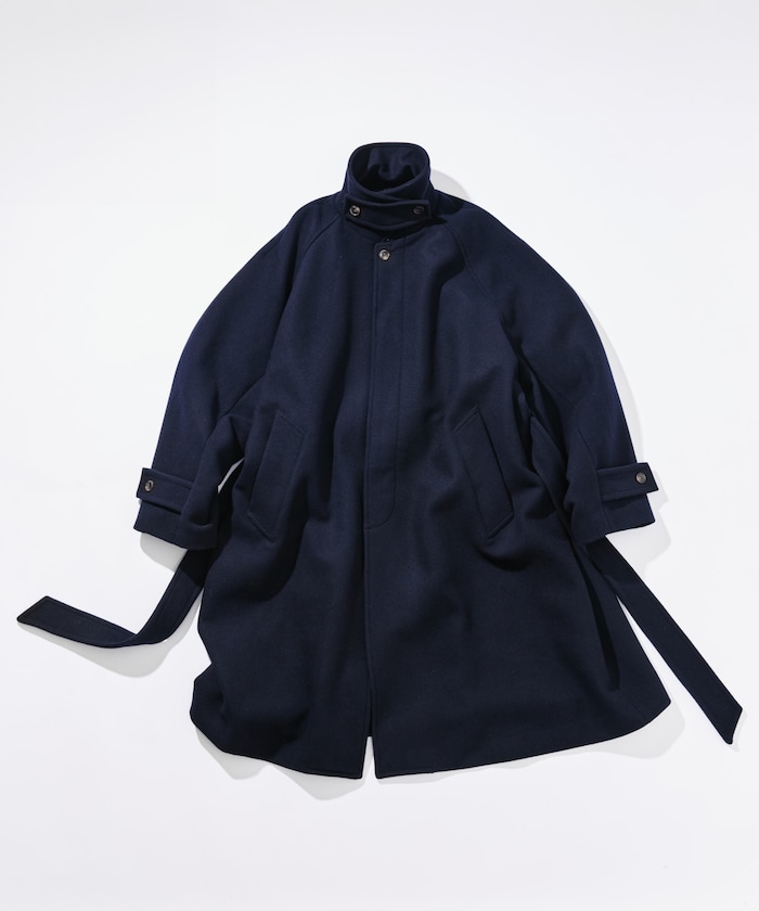 NAUTICA/ベルテッド ウール ステンカラーコート ロング丈