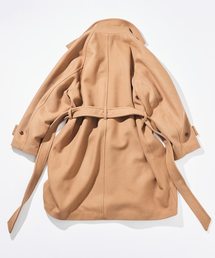 ダナキャラン　ベルテッドコート　イタリア製　ウール　ベルト付　キャメル　サイズS NAUTICA/ベルテッド ウール ステンカラーコート ロング丈