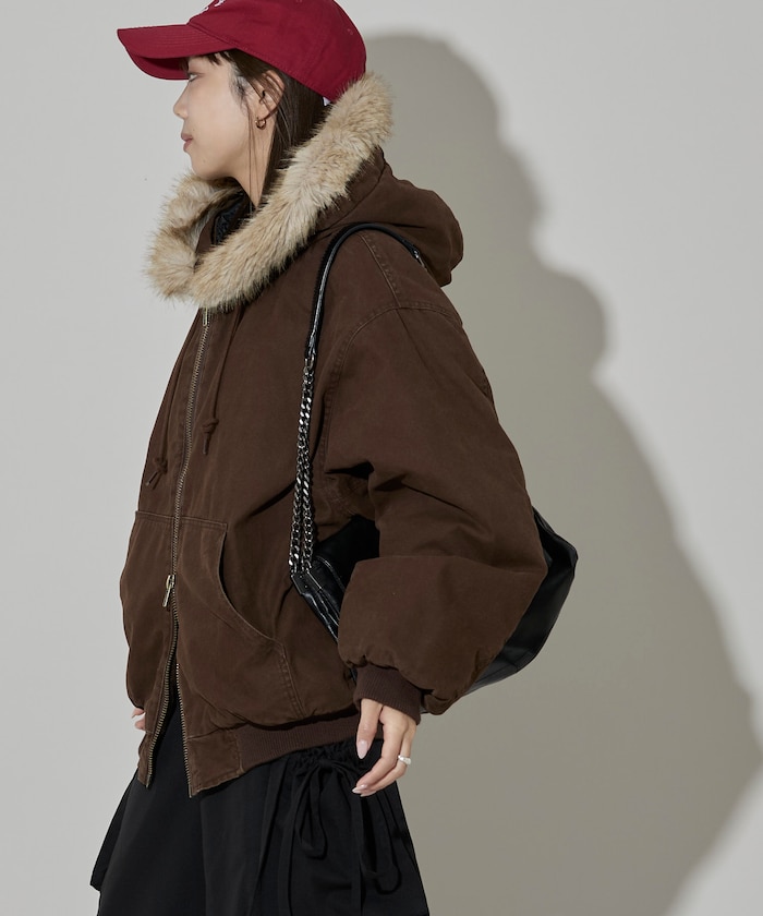 FREAK'S STORE/【ファー脱着可能】 2way フェイクファー ジップアップ