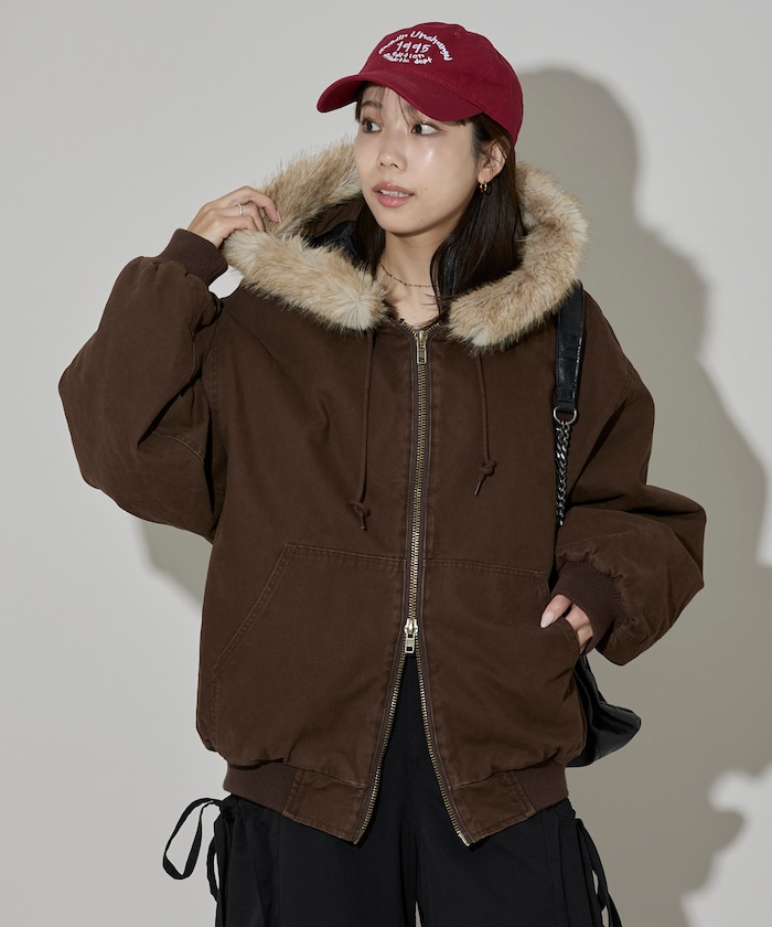 FREAK'S STORE/【ファー脱着可能】 2way フェイクファー ジップアップ