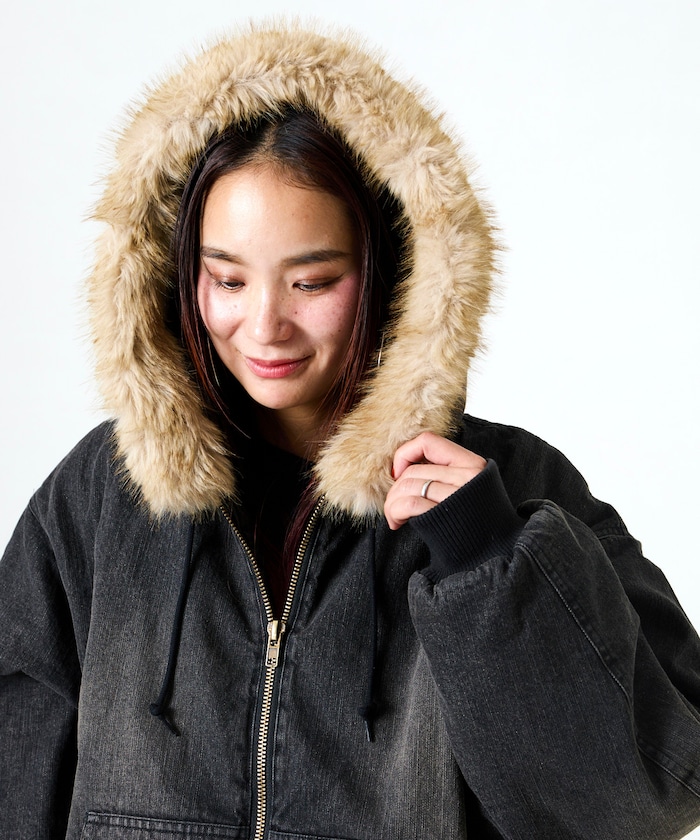 ファー付きジャンバー FREAK'S STORE/【ファー脱着可能】 2way フェイクファー ジップアップ