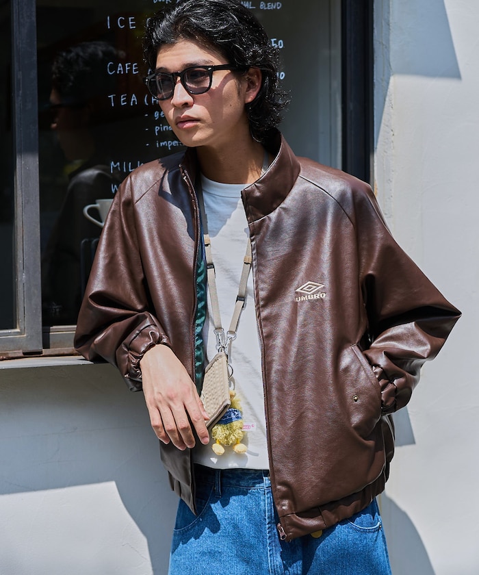 別注 LEATHERETTE Stand Collar Blouson