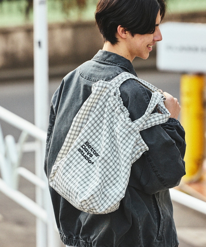 BetterDays studio × FREAK'S STORE ドローストリング チェック トートバッグ