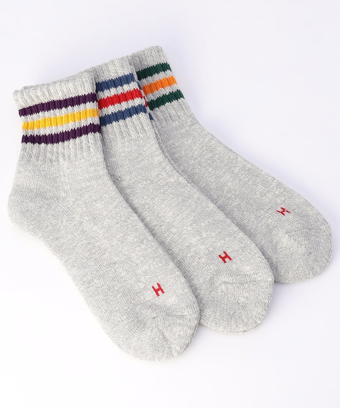 別注 スラブ 3本ライン クォーターソックス(25.0-27.0cm対応)