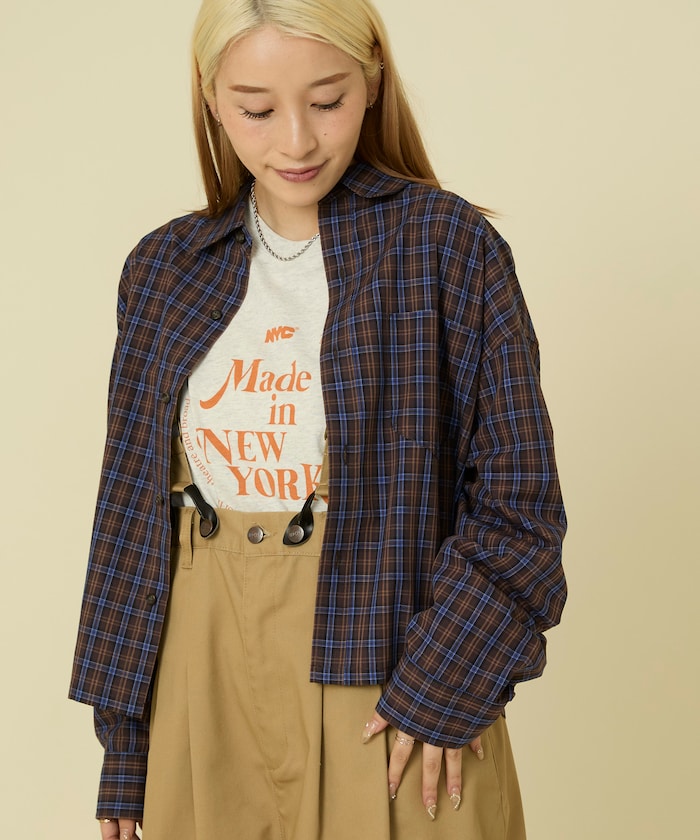 チェック ショートシャツ