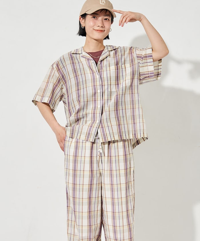 インドボイル 開襟半袖シャツ