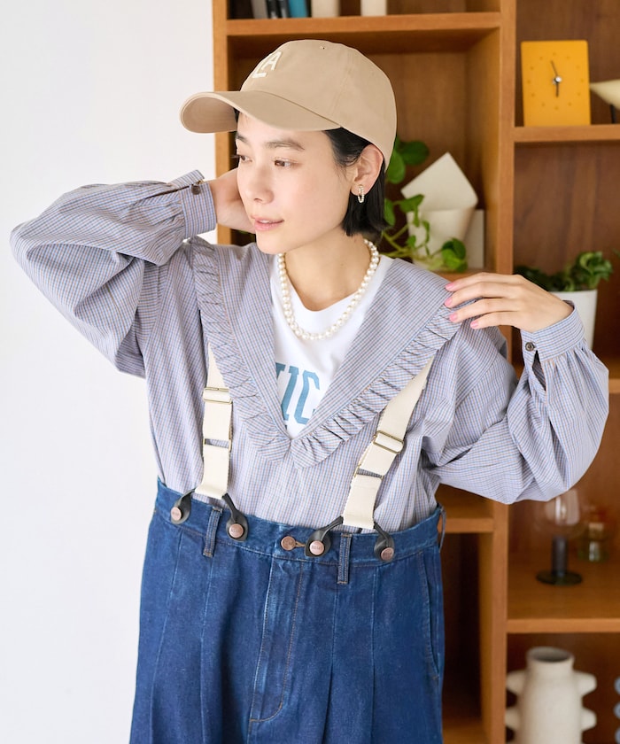 チェック セーラーブラウス