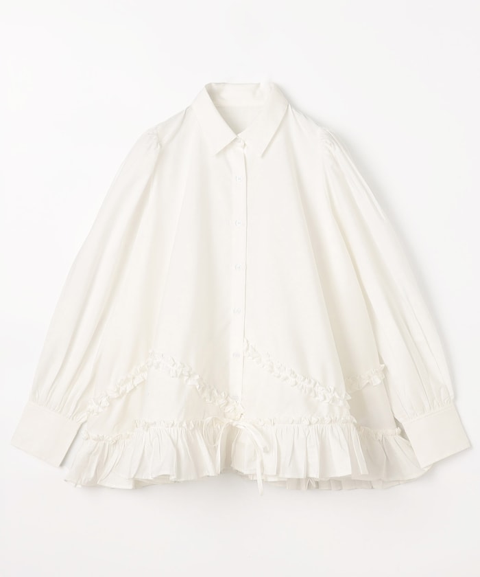frill hem long sleeve shirts