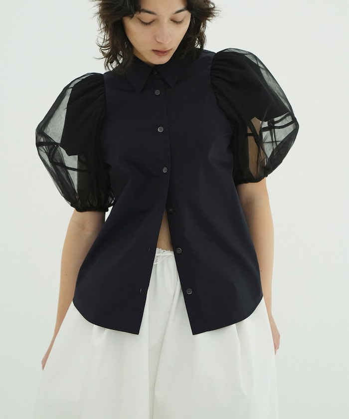 TULLE LAYERED SLEEVE SHIRTS