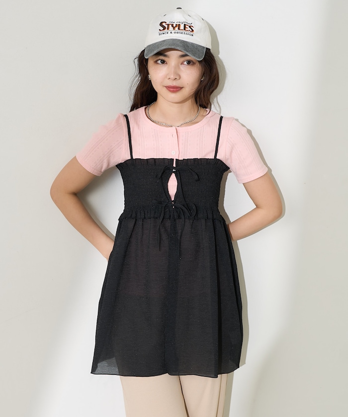 FREAK'S STORE/シアーシャーリング キャミソールミニワンピース FREAK'S STORE/シアーシャーリング キャミソールミニワンピース