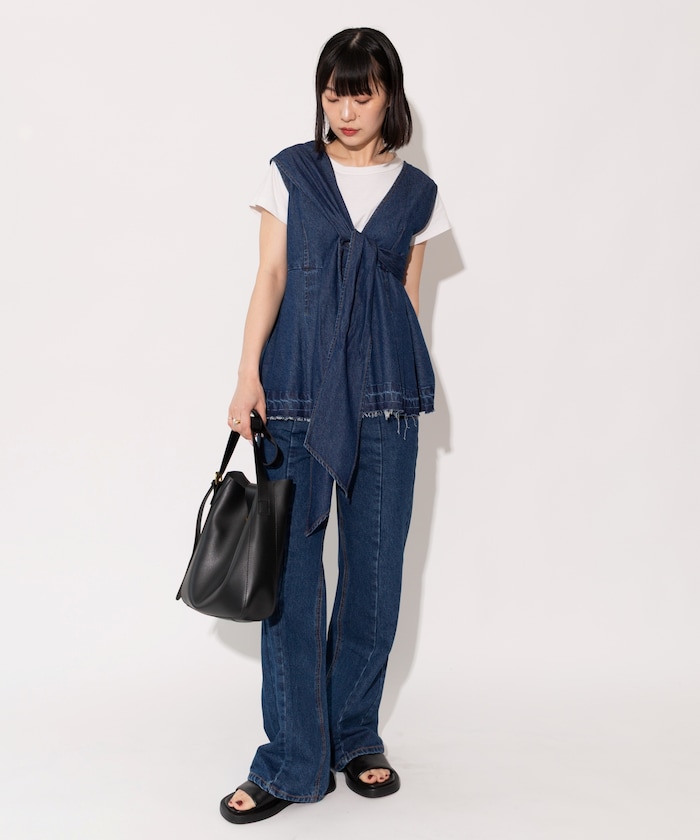 【7月17日12:00発売】【全骨格優勝！シリーズ】 マルチウェイ リボン付きデニムトップス＜セットアップ対応＞