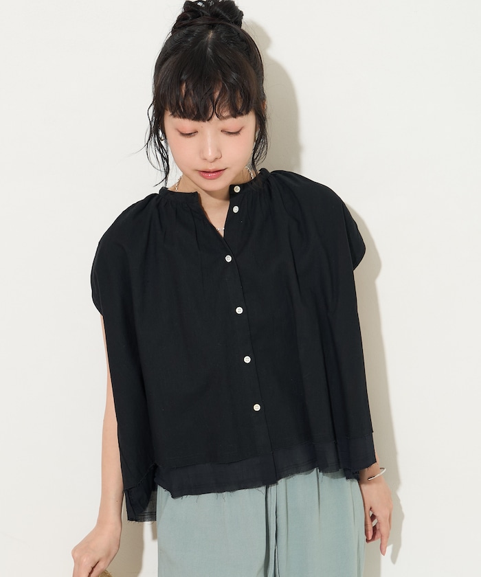 インド レイヤード ノースリーブ ショートシャツ