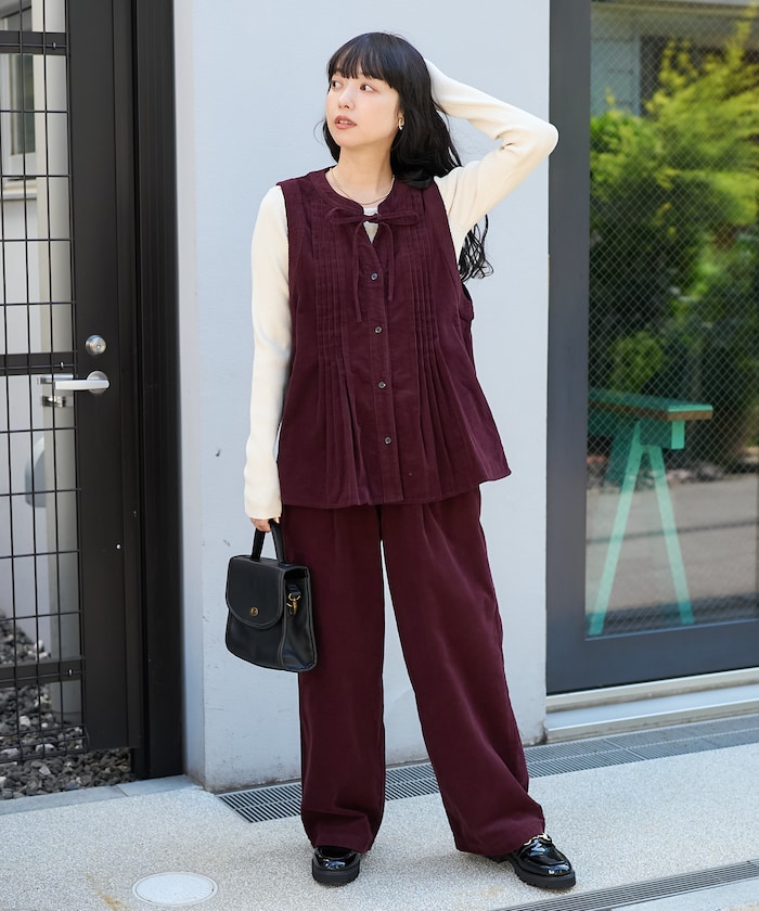 コーデュロイ ピンタックベスト＜セットアップ対応＞