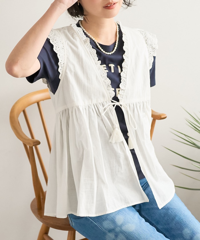 インド フリルリボンベスト