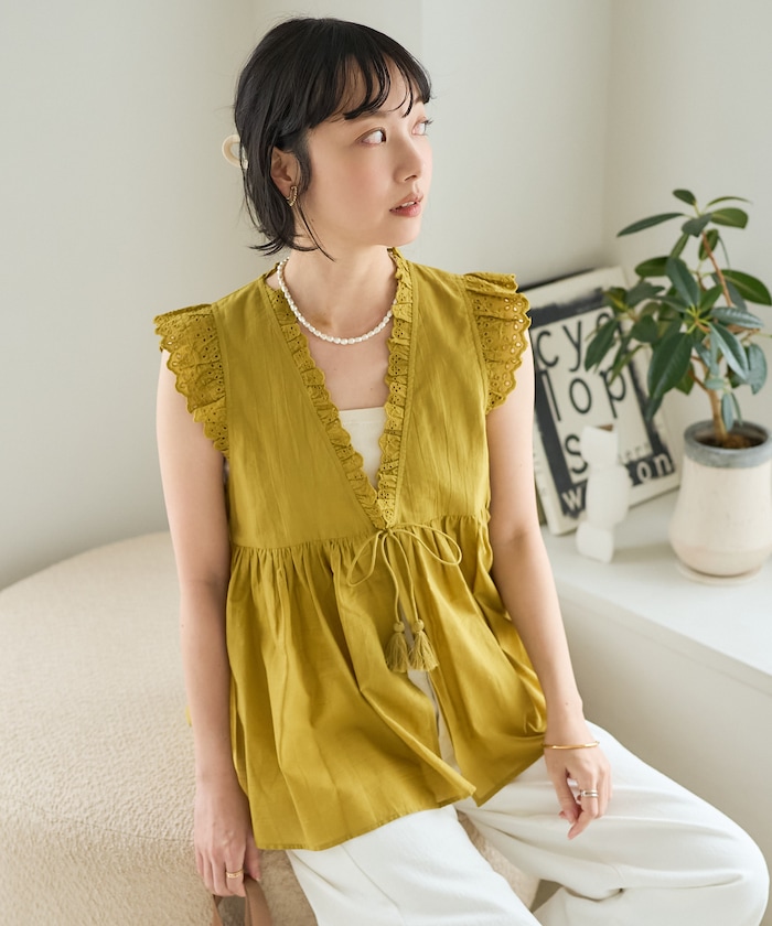 インド フリルリボンベスト