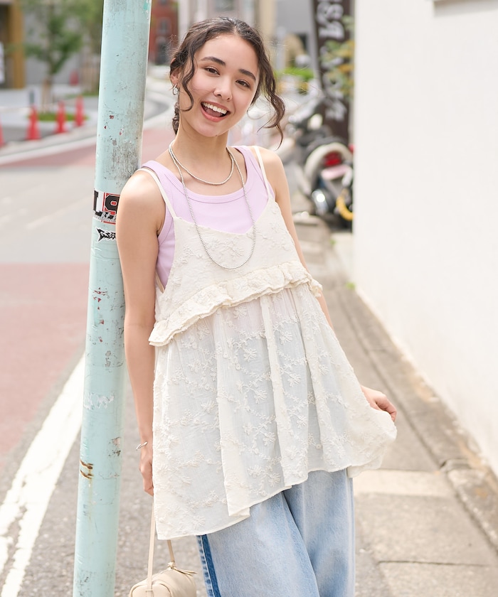 インド 3D刺繍 花柄キャミビスチェ