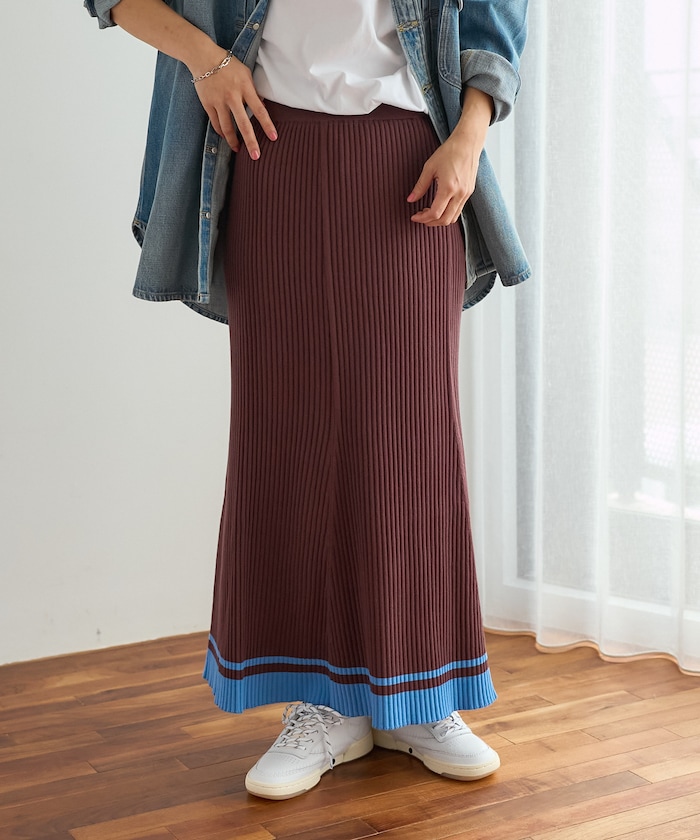 ＜新色追加＞ リブニット マーメイドスカート