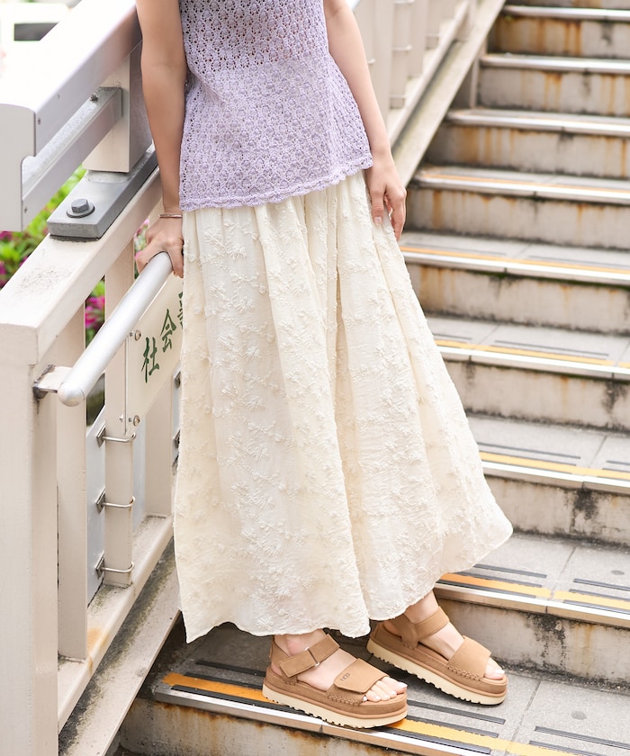 インド 3D刺繍 花柄スカート