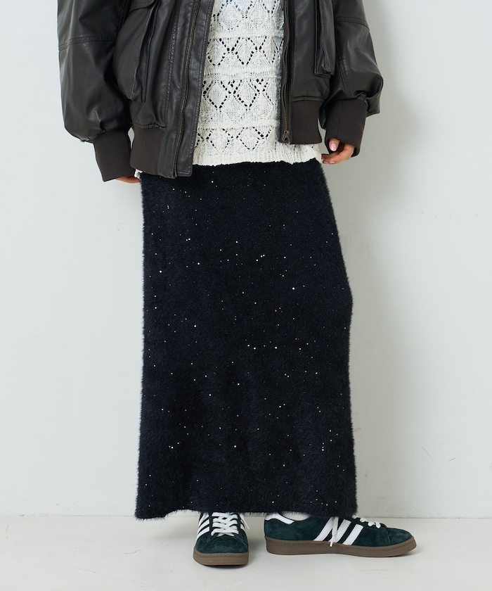 スパンコールラメ フェザースカート