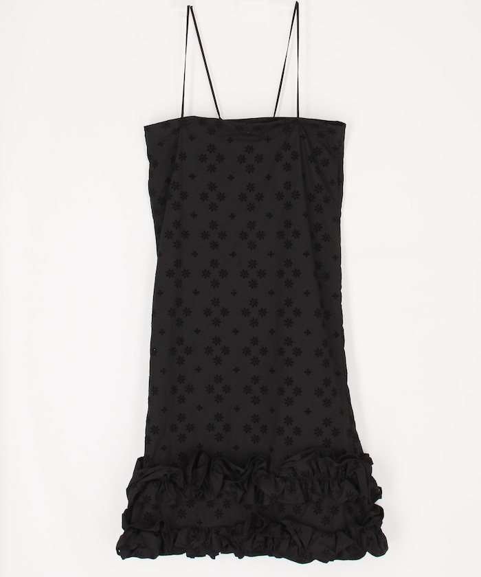 LACE RUFFLE STRAP DRESS