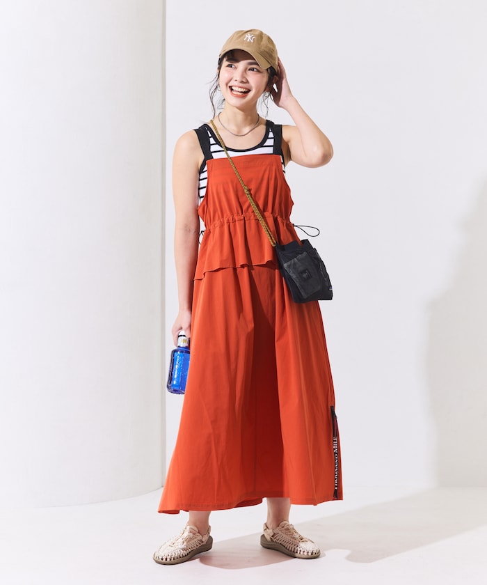 別注 UVカット ペプラムギャザーサロペ ワンピース