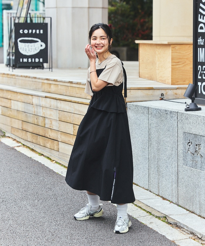 THOUSAND MILE/別注 UVカット ペプラムギャザーサロペ ワンピース