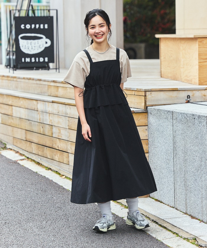 THOUSAND MILE/別注 UVカット ペプラムギャザーサロペ ワンピース