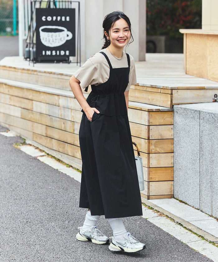 THOUSAND MILE/別注 UVカット ペプラムギャザーサロペ ワンピース