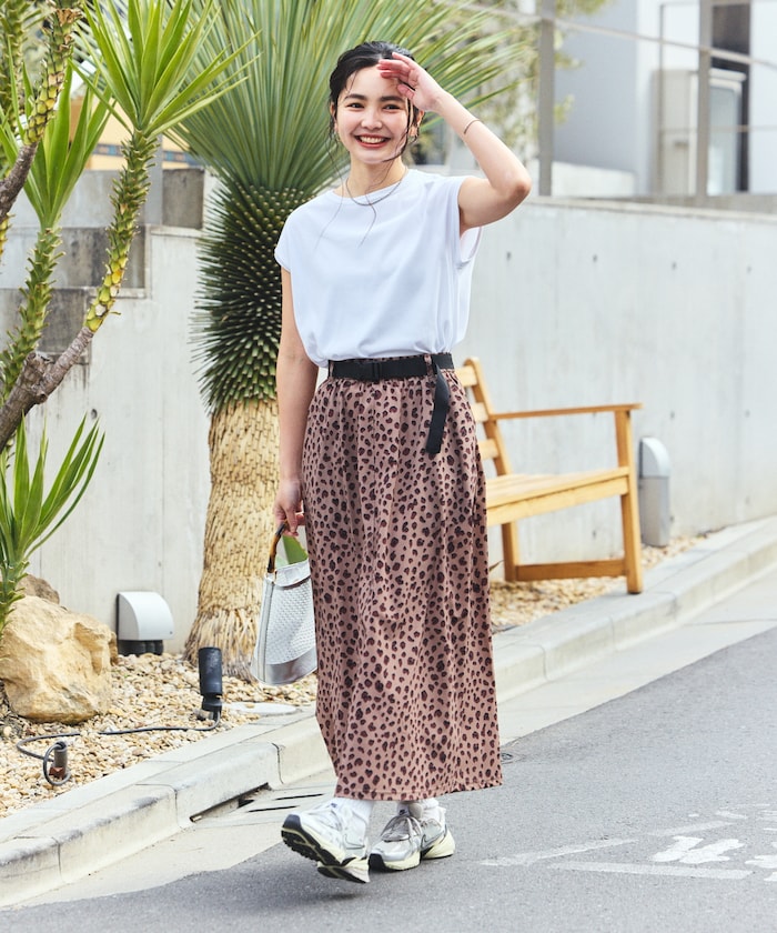 別注 UVカット Tシャツ スカートセットアップ/デニムライク/レオパード