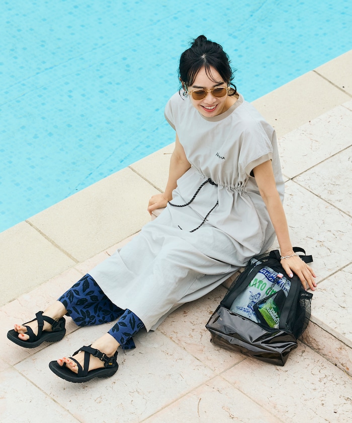 別注 ナイロンタッサー ウエストコード フレンチスリーブワンピース