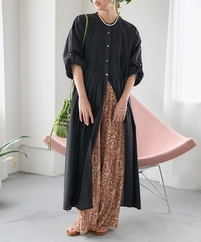 インド ピンタックワンピース