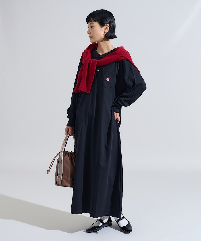 別注 ヘンリーネック 長袖ワンピース