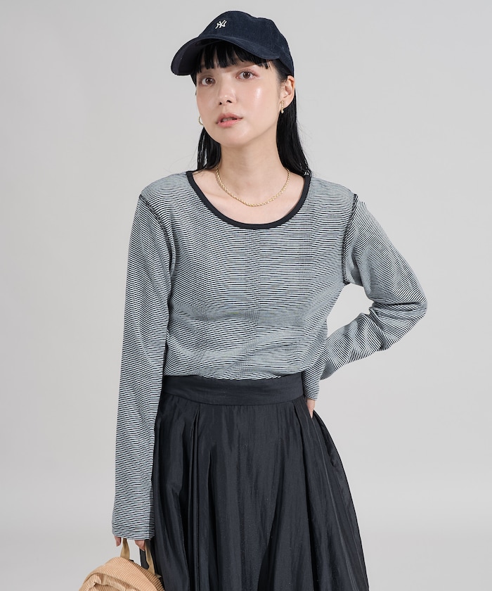 変形リブ ボーダー ロンT　【限定展開】