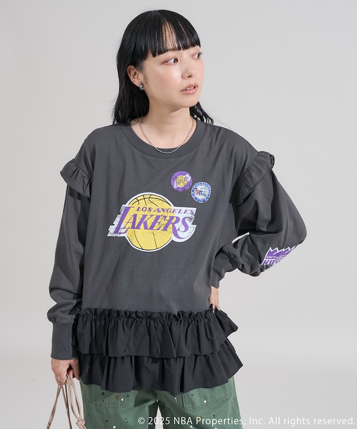 NBA 布帛ドッキング チュニック長袖Tシャツ