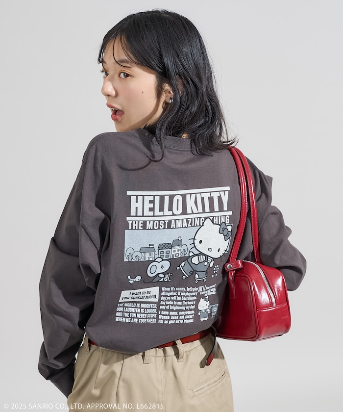 'HELLO KITTY' ニュースペーパー プリントロンT