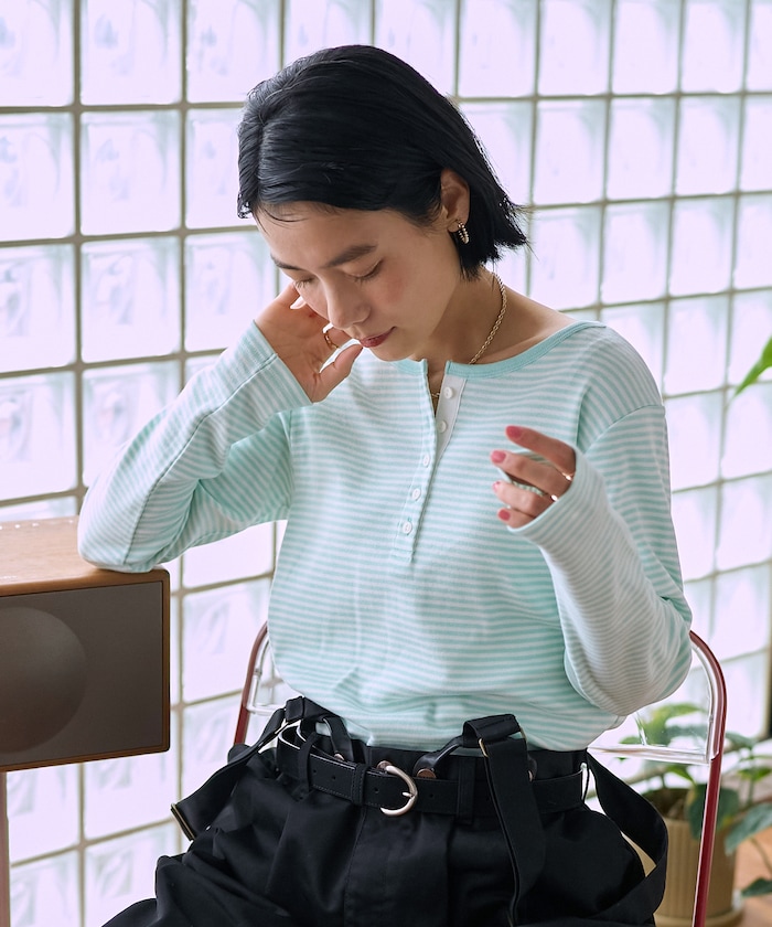 ＜調温素材＞INKEEP ヘンリーネックトップス