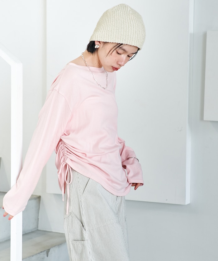 FREAK'S STOREの＜カシミヤ入り＞ガーゼフライス ルーズ ボートネック ロンT