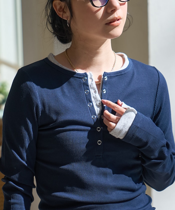 【セットアイテム】コットンモダール ヘンリー レイヤーロンT