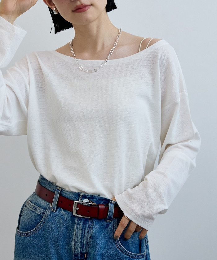 シアーワッフルルーズTシャツ