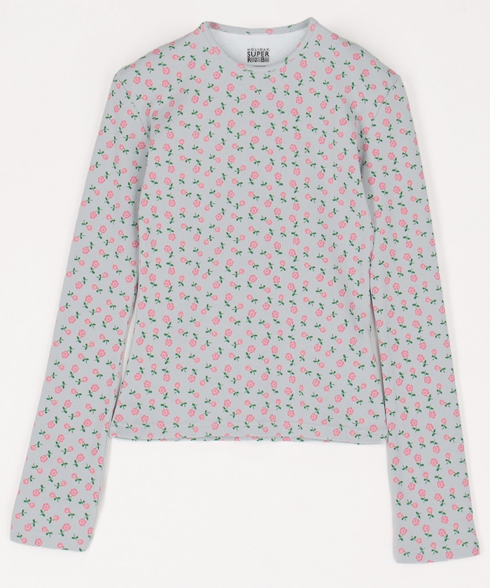 SUPER RIB PADDED SHOULDER CREW NECK LONG SLEEVE