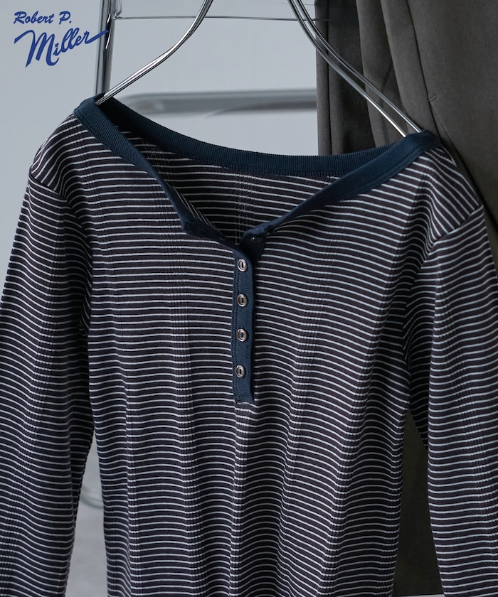 別注 Panel rib Henley Long Sleeve T-shirt