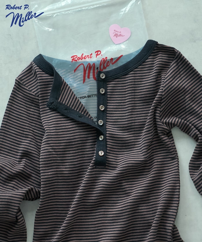 別注 Panel rib Henley Long Sleeve T-shirt