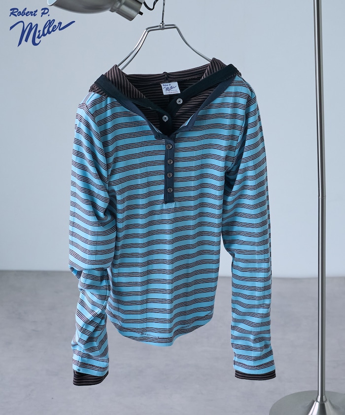 別注 Panel rib Henley Long Sleeve T-shirt