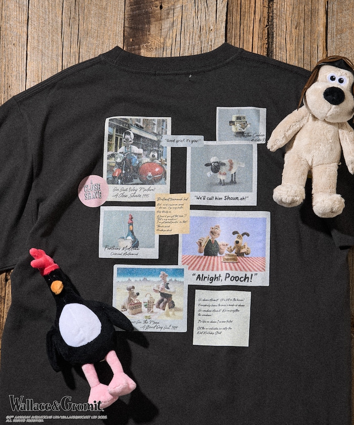 「Wallace ＆ Gromit」 バックプリントTシャツ