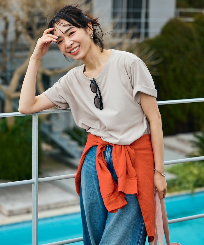 <接触冷感/UV> AIRDRY HIGHCOOL ロールアップTシャツ