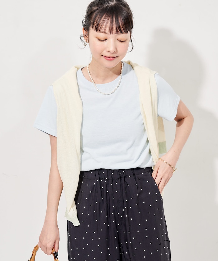 ＜汗ジミ防止＞天竺コンパクトTシャツ/遮熱/UVカット