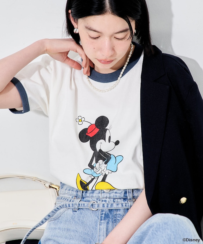 【MICKEY MOUSE】 リンガーTシャツ